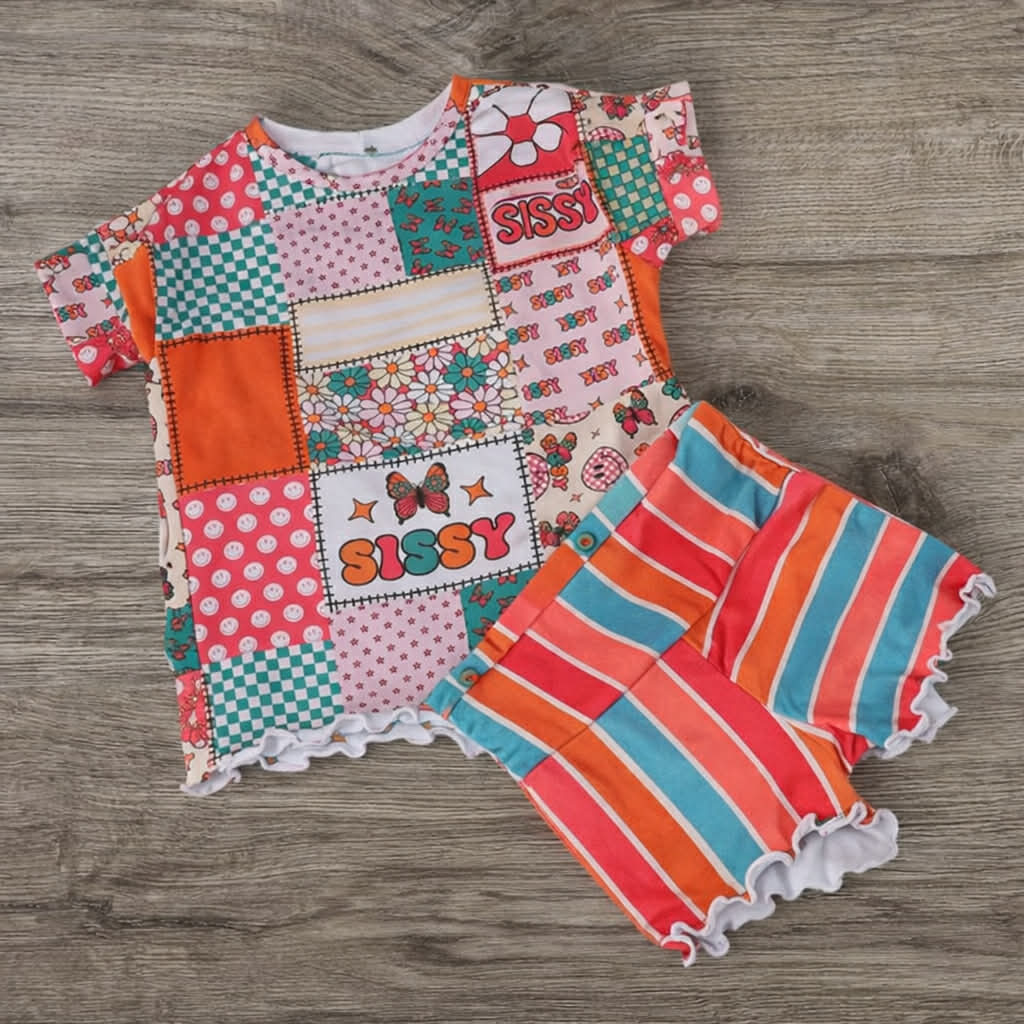 6/9m Boxy Tee w/Matching Bikers *Lettuce Hem