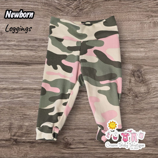 Newborn Pink Camo Leggings