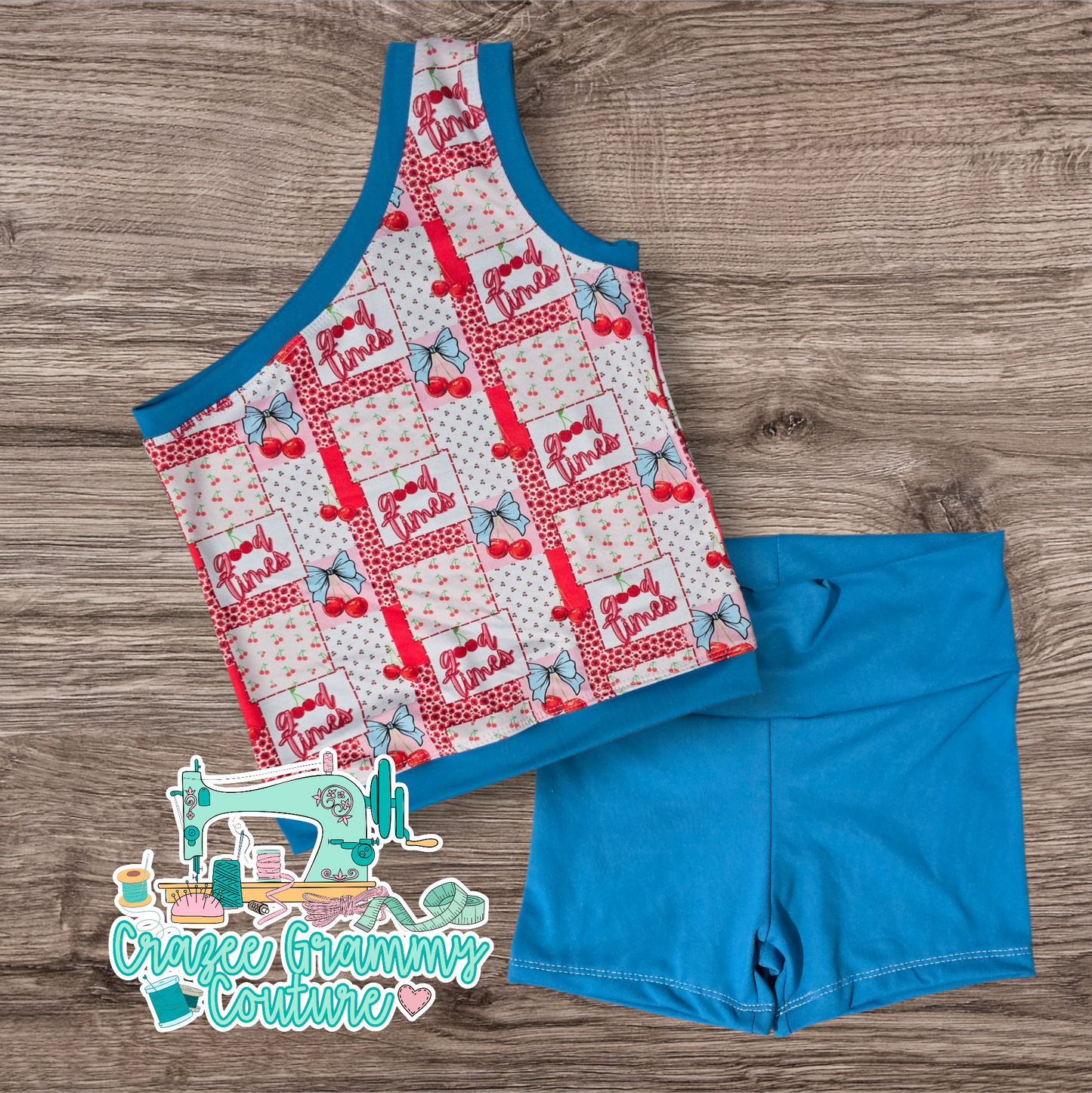 2T One Shoulder Tank Flutter Sleeve w/matching bikers
