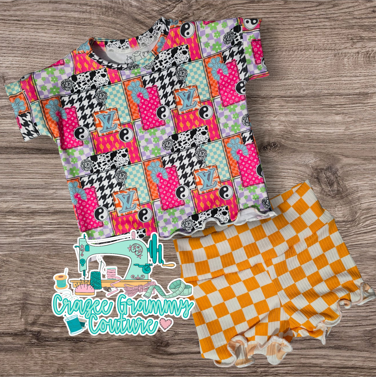 6/9m Boxy Tee w/Matching Bikers *Lettuce Hem
