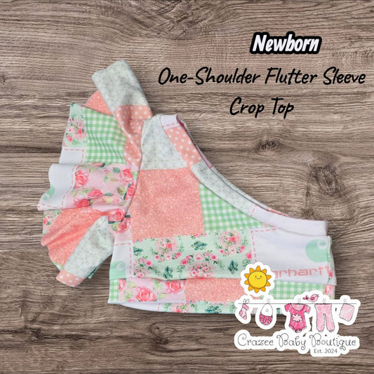 Newborn CHartt One Shouler Crop Top Flutter Sleeve