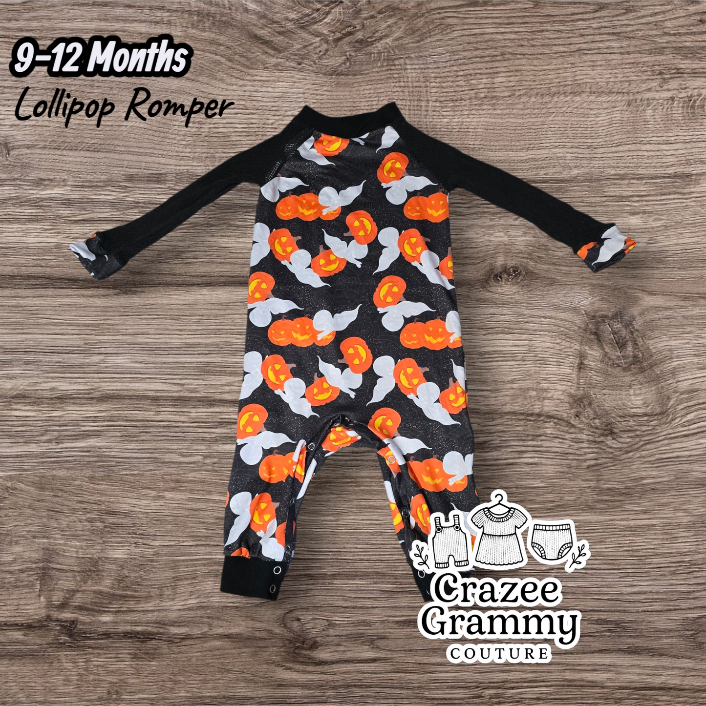 9-12 Month Ghost Lollipop Romper