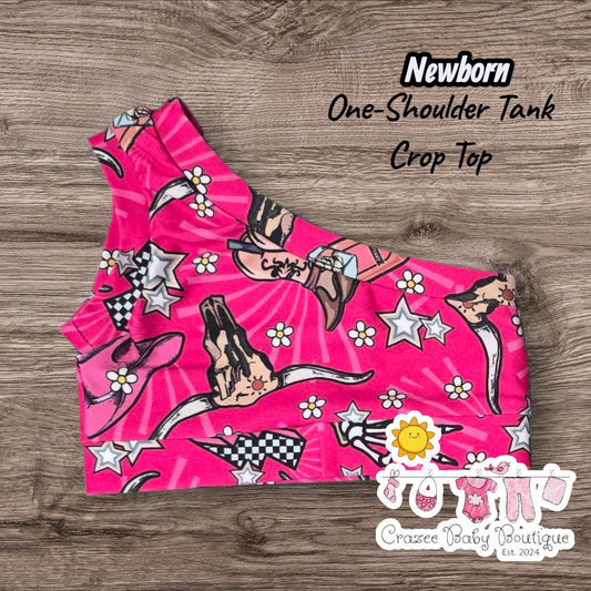 Newborn Western One Shouler Crop Top Tank