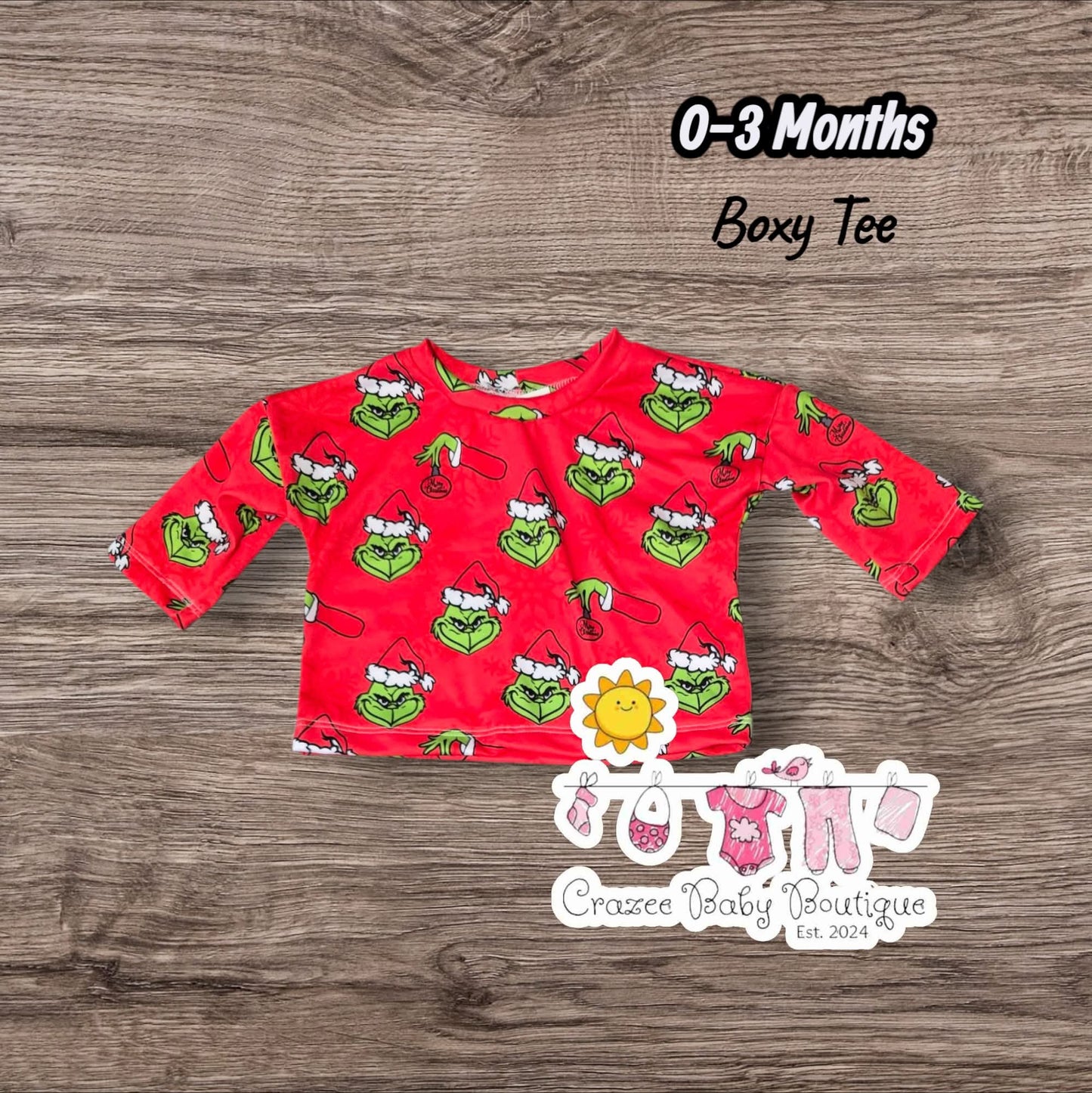 0-3 Month Green Guy Long Sleeve Boxy Tee