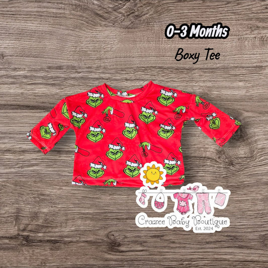 0-3 Month Green Guy Long Sleeve Boxy Tee