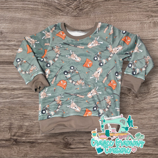 2T Green Deer & Camo Sweatshirt